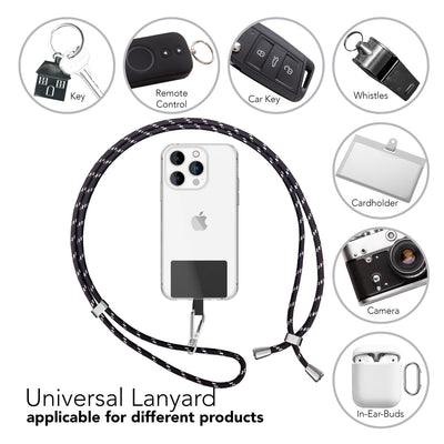 NALIA Bunte Universal-Kette mit Pad, Band für Handy-Hülle zum Umhängen, Karabinerhaken Anhänger Metall, Schlüsselband Umhängeband 160 CM, Crossbody Lanyard mit Schlaufe