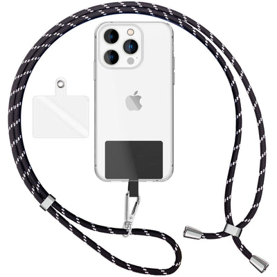 NALIA Bunte Universal-Kette mit Pad, Band für Handy-Hülle zum Umhängen, Karabinerhaken Anhänger Metall, Schlüsselband Umhängeband 160 CM, Crossbody Lanyard mit Schlaufe