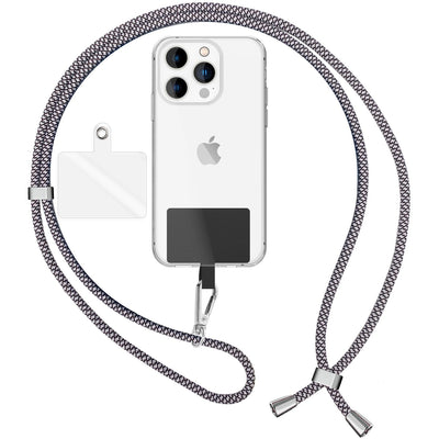 NALIA Bunte Universal-Kette mit Pad, Band für Handy-Hülle zum Umhängen, Karabinerhaken Anhänger Metall, Schlüsselband Umhängeband 160 CM, Crossbody Lanyard mit Schlaufe