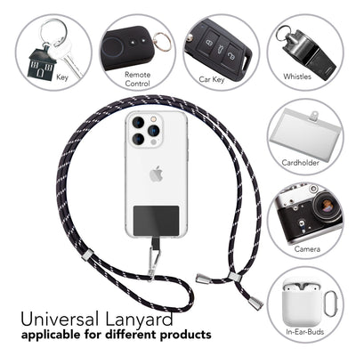 NALIA Bunte Universal-Kette mit Pad, Band für Handy-Hülle zum Umhängen, Karabinerhaken Anhänger Metall, Schlüsselband Umhängeband 160 CM, Crossbody Lanyard mit Schlaufe
