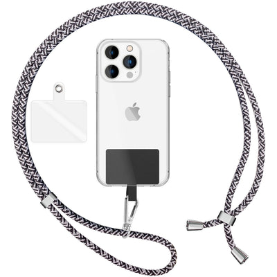 NALIA Bunte Universal-Kette mit Pad, Band für Handy-Hülle zum Umhängen, Karabinerhaken Anhänger Metall, Schlüsselband Umhängeband 160 CM, Crossbody Lanyard mit Schlaufe