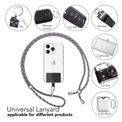 NALIA Bunte Universal-Kette mit Pad, Band für Handy-Hülle zum Umhängen, Karabinerhaken Anhänger Metall, Schlüsselband Umhängeband 160 CM, Crossbody Lanyard mit Schlaufe