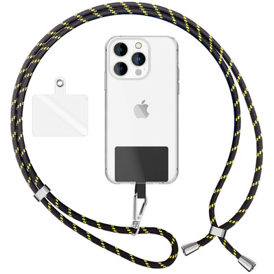 NALIA Bunte Universal-Kette mit Pad, Band für Handy-Hülle zum Umhängen, Karabinerhaken Anhänger Metall, Schlüsselband Umhängeband 160 CM, Crossbody Lanyard mit Schlaufe
