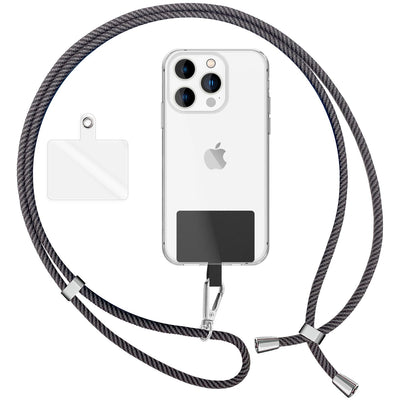 NALIA Bunte Universal-Kette mit Pad, Band für Handy-Hülle zum Umhängen, Karabinerhaken Anhänger Metall, Schlüsselband Umhängeband 160 CM, Crossbody Lanyard mit Schlaufe