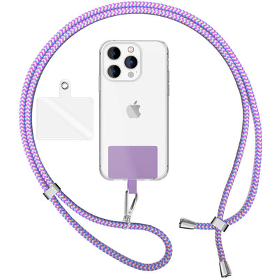 NALIA Bunte Universal-Kette mit Pad, Band für Handy-Hülle zum Umhängen, Karabinerhaken Anhänger Metall, Schlüsselband Umhängeband 160 CM, Crossbody Lanyard mit Schlaufe