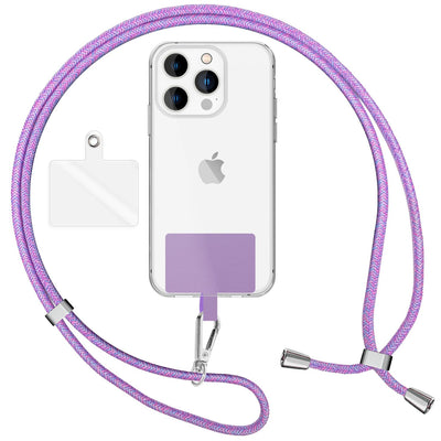 NALIA Bunte Universal-Kette mit Pad, Band für Handy-Hülle zum Umhängen, Karabinerhaken Anhänger Metall, Schlüsselband Umhängeband 160 CM, Crossbody Lanyard mit Schlaufe