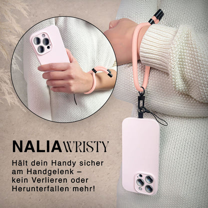 NALIA Wristy Universal Lanyard Handy-Kette für Smartphone & Handyhüllen, Handgelenk-Schlaufe mit Metallkarabiner, Verstellbares Trageband, Anti-Diebstahl Handyband Blossom Rosa NALIA Universal Handykette