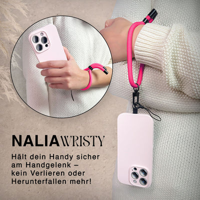 NALIA Universal Handykette Kurz & Kamera-Band – WRISTY (Verstellbare Handgelenkschlaufe inkl. 2 Patches & Feinschlaufe) – Marke aus Berlin Hot Pink NALIA Universal Handykette