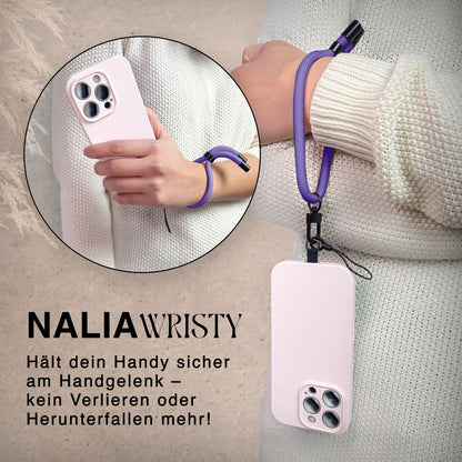 NALIA Wristy Universal Lanyard Handy-Kette für Smartphone & Handyhüllen, Handgelenk-Schlaufe mit Metallkarabiner, Verstellbares Trageband, Anti-Diebstahl Handyband Lavendel Lila NALIA Universal Handykette