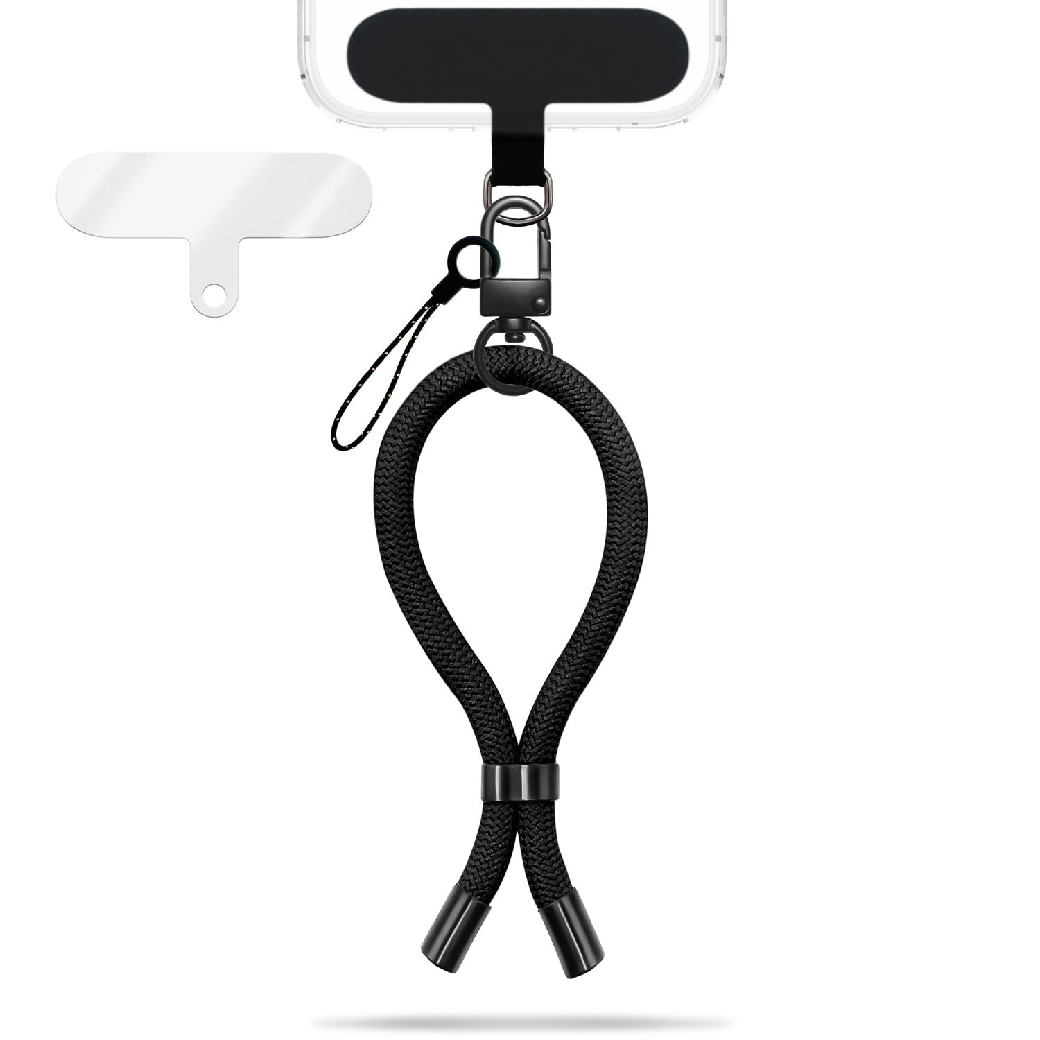 NALIA Wristy Universal Lanyard Handy-Kette für Smartphone & Handyhüllen, Handgelenk-Schlaufe mit Metallkarabiner, Verstellbares Trageband, Anti-Diebstahl Handyband Midnight Schwarz NALIA Universal Handykette