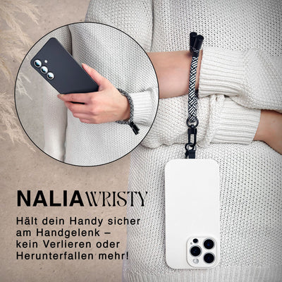 NALIA Universal Handykette Kurz & Kamera-Band – WRISTY (Verstellbare Handgelenkschlaufe inkl. 2 Patches & Feinschlaufe) – Marke aus Berlin Zebra Vibes NALIA Universal Handykette