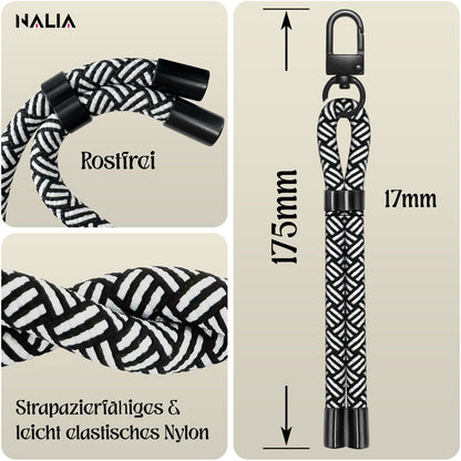 NALIA Wristy Universal Lanyard Handy-Kette für Smartphone & Handyhüllen, Handgelenk-Schlaufe mit Metallkarabiner, Verstellbares Trageband, Anti-Diebstahl Handyband Zebra Vibes NALIA Universal Handykette