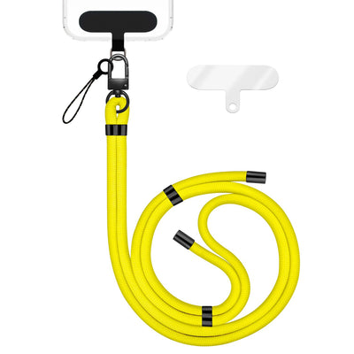 NALIA Universal Handykette für alle Smartphones – Premium Komfort-Nylon & 2 Patches – HOLDME (Geflochtenes Lanyard mit Mattschwarzem Karabiner) – Marke aus Berlin