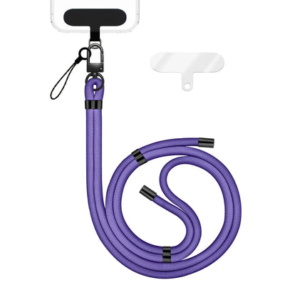 NALIA Universal Handykette für alle Smartphones – Premium Komfort-Nylon & 2 Patches – HOLDME (Geflochtenes Lanyard mit Mattschwarzem Karabiner) – Marke aus Berlin