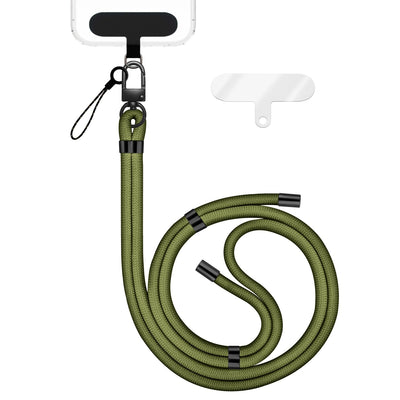 NALIA Universal Handykette für alle Smartphones – Premium Komfort-Nylon & 2 Patches – HOLDME (Geflochtenes Lanyard mit Mattschwarzem Karabiner) – Marke aus Berlin