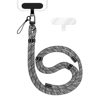 NALIA Universal Handykette für alle Smartphones – Premium Komfort-Nylon & 2 Patches – HOLDME (Geflochtenes Lanyard mit Mattschwarzem Karabiner) – Marke aus Berlin
