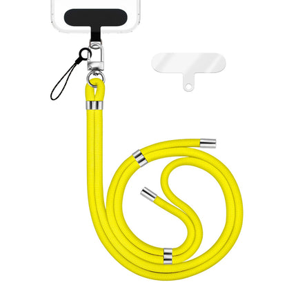 NALIA HoldMe Universal Handykette für Smartphone & Handyhüllen, Nylon-Seil Verstellbar & Abnehmbar, Umhänge-Band, Handyband, Lanyard mit Karabiner & 2 Patches Neon Gelb NALIA Universal Handykette