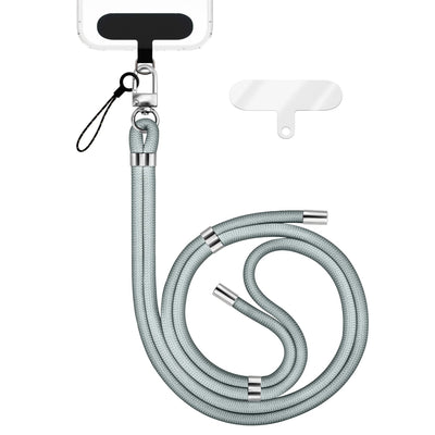 NALIA Universal Handykette für alle Smartphones – Premium Komfort-Nylon & 2 Patches – HOLDME (Geflochtenes Lanyard mit Silber-Karabiner) – Marke aus Berlin Hellgrau NALIA Universal Handykette