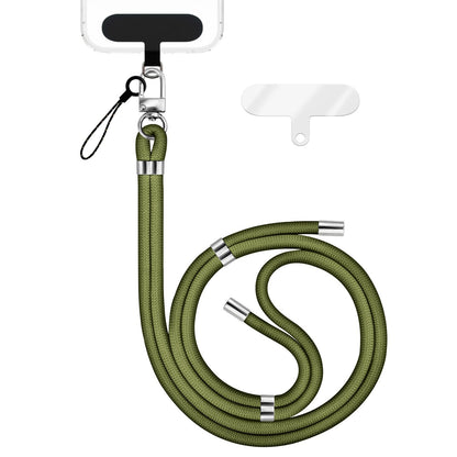 NALIA HoldMe Universal Handykette für Smartphone & Handyhüllen, Nylon-Seil Verstellbar & Abnehmbar, Umhänge-Band, Handyband, Lanyard mit Karabiner & 2 Patches Oliv Grün NALIA Universal Handykette
