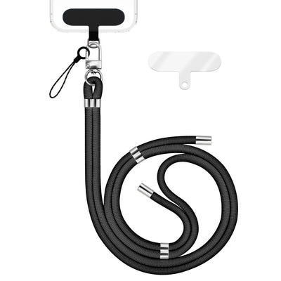 NALIA Universal Handykette für alle Smartphones – Premium Komfort-Nylon & 2 Patches – HOLDME (Geflochtenes Lanyard mit Silber-Karabiner) – Marke aus Berlin Schwarz NALIA Universal Handykette