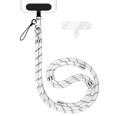 NALIA Universal Handykette für alle Smartphones – Premium Komfort-Nylon & 2 Patches – HOLDME (Geflochtenes Lanyard mit Silber-Karabiner) – Marke aus Berlin Weiß NALIA Universal Handykette