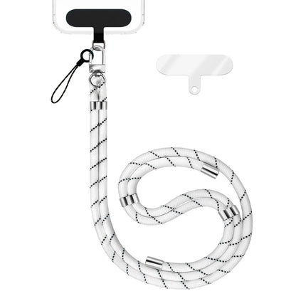 NALIA HoldMe Universal Handykette für Smartphone & Handyhüllen, Nylon-Seil Verstellbar & Abnehmbar, Umhänge-Band, Handyband, Lanyard mit Karabiner & 2 Patches Weiß NALIA Universal Handykette