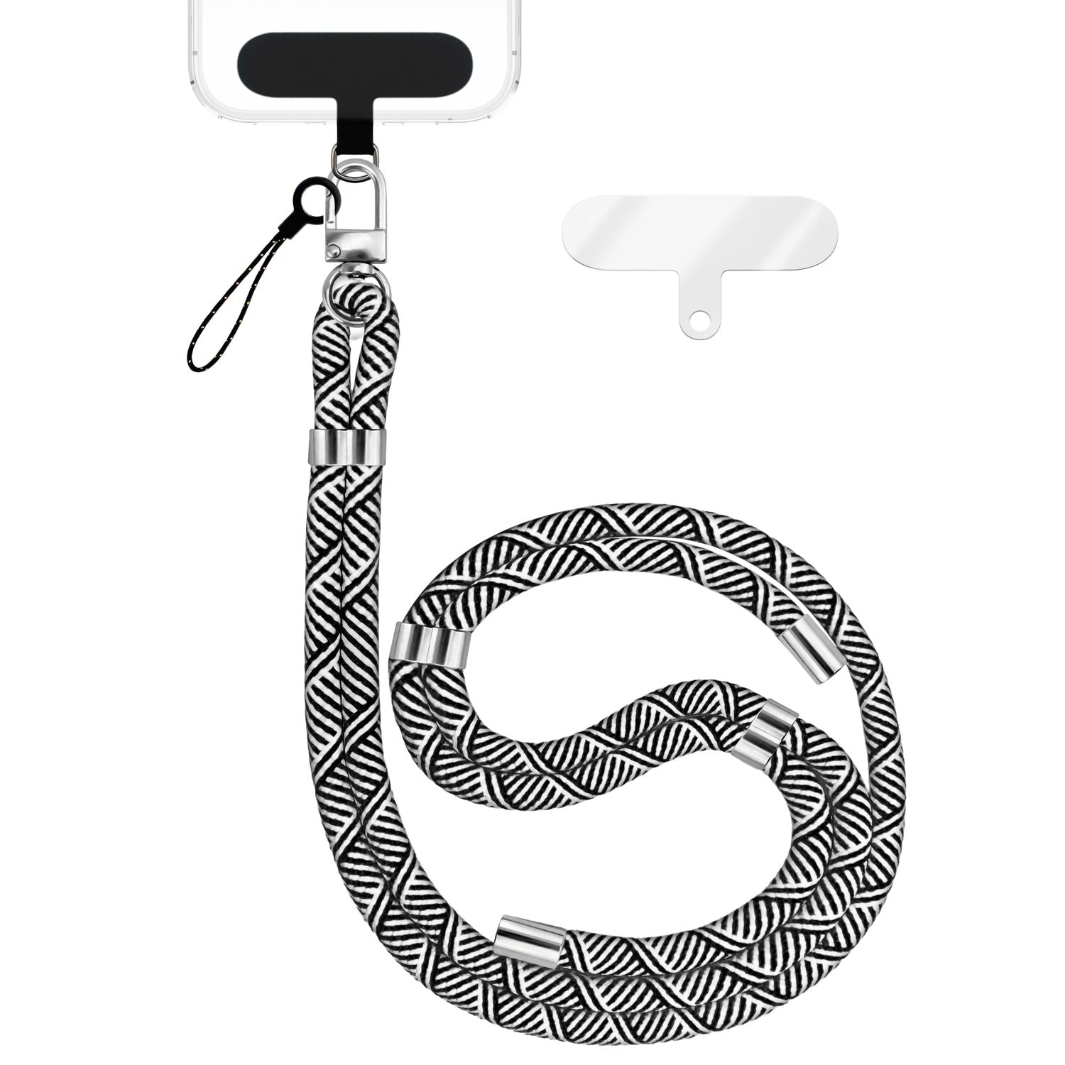 NALIA HoldMe Universal Handykette für Smartphone & Handyhüllen, Nylon-Seil Verstellbar & Abnehmbar, Umhänge-Band, Handyband, Lanyard mit Karabiner & 2 Patches