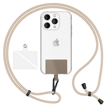 NALIA Universal-Kette mit Pad, Band für Handy-Hülle zum Umhängen, Karabinerhaken aus Metall (matt schwarz), Schlüsselband Umhängeband 160 CM, Crossbody Lanyard Weiß Beige NALIA Universal Handykette