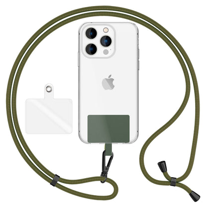 NALIA Universal-Kette mit Pad, Band für Handy-Hülle zum Umhängen, Karabinerhaken aus Metall (matt schwarz), Schlüsselband Umhängeband 160 CM, Crossbody Lanyard Oliv Grün NALIA Universal Handykette