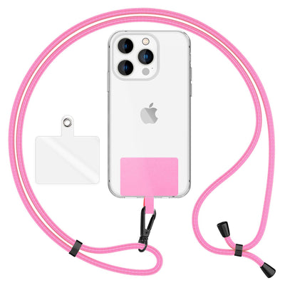 NALIA Universal Handykette für alle Smartphones – Robuste Kordel & 2 Patches – HOLDME AIR (Klassisches Lanyard mit Mattschwarzem Karabiner) – Marke aus Berlin