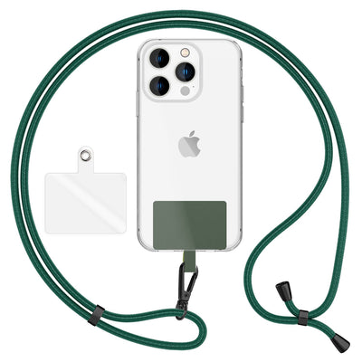 NALIA Universal Handykette für alle Smartphones – Robuste Kordel & 2 Patches – HOLDME AIR (Klassisches Lanyard mit Mattschwarzem Karabiner) – Marke aus Berlin