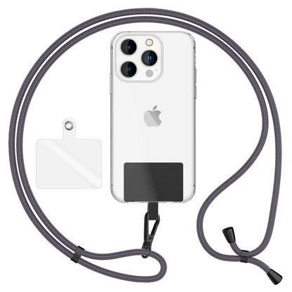 NALIA Universal-Kette mit Pad, Band für Handy-Hülle zum Umhängen, Karabinerhaken aus Metall (matt schwarz), Schlüsselband Umhängeband 160 CM, Crossbody Lanyard Dunkelgrau NALIA Universal Handykette