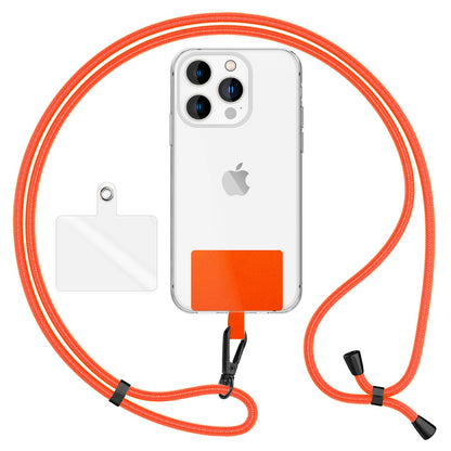 NALIA Universal-Kette mit Pad, Band für Handy-Hülle zum Umhängen, Karabinerhaken aus Metall (matt schwarz), Schlüsselband Umhängeband 160 CM, Crossbody Lanyard Orange NALIA Universal Handykette