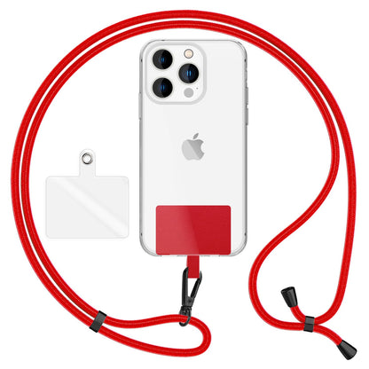 NALIA Universal-Kette mit Pad, Band für Handy-Hülle zum Umhängen, Karabinerhaken aus Metall (matt schwarz), Schlüsselband Umhängeband 160 CM, Crossbody Lanyard Rot NALIA Universal Handykette