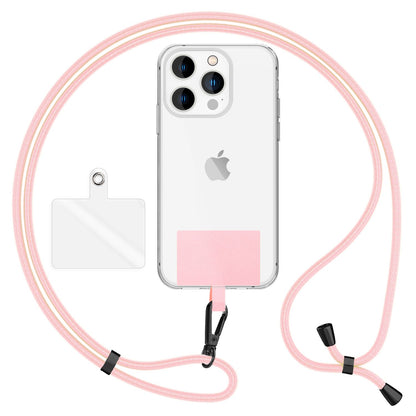 NALIA Universal-Kette mit Pad, Band für Handy-Hülle zum Umhängen, Karabinerhaken aus Metall (matt schwarz), Schlüsselband Umhängeband 160 CM, Crossbody Lanyard Pastell Rosa NALIA Universal Handykette