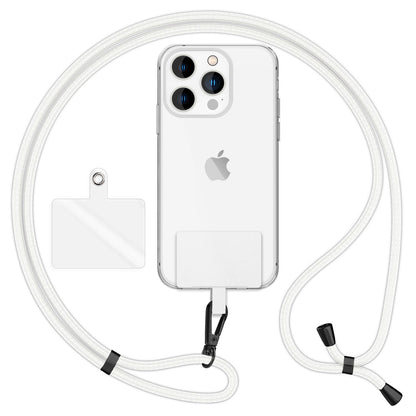 NALIA Universal-Kette mit Pad, Band für Handy-Hülle zum Umhängen, Karabinerhaken aus Metall (matt schwarz), Schlüsselband Umhängeband 160 CM, Crossbody Lanyard Weiß NALIA Universal Handykette