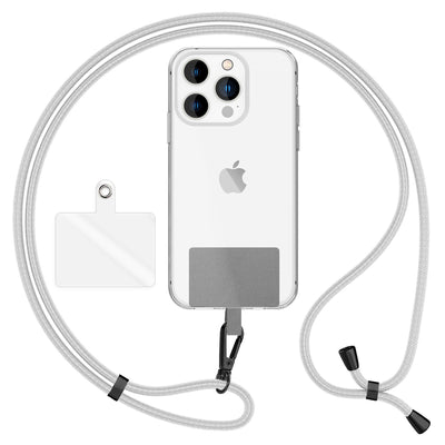 NALIA Universal Handykette für alle Smartphones – Robuste Kordel & 2 Patches – HOLDME AIR (Klassisches Lanyard mit Mattschwarzem Karabiner) – Marke aus Berlin