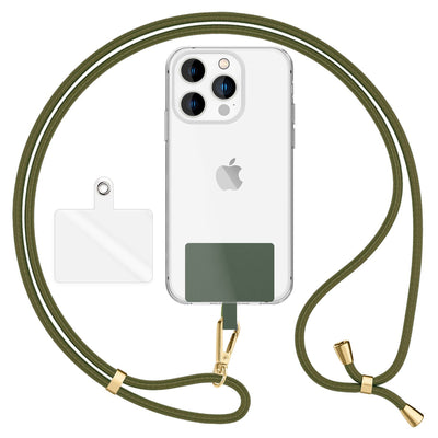 NALIA Universal Handykette für alle Smartphones – Robuste Kordel & 2 Patches – HOLDME AIR (Klassisches Lanyard mit Goldenem Karabiner) – Marke aus Berlin