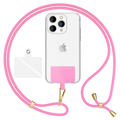 NALIA Universal-Kette mit Pad, Band für Handy-Hülle zum Umhängen, Karabinerhaken aus Metall (gold), Schlüsselband Umhängeband 160 CM, Crossbody Lanyard Rosa NALIA Universal Handykette