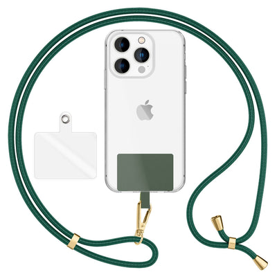 NALIA Universal Handykette für alle Smartphones – Robuste Kordel & 2 Patches – HOLDME AIR (Klassisches Lanyard mit Goldenem Karabiner) – Marke aus Berlin