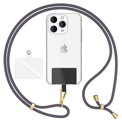 NALIA Universal-Kette mit Pad, Band für Handy-Hülle zum Umhängen, Karabinerhaken aus Metall (gold), Schlüsselband Umhängeband 160 CM, Crossbody Lanyard Dunkelgrau NALIA Universal Handykette