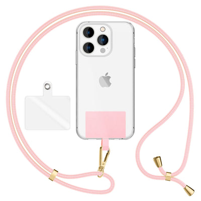 NALIA Universal Handykette für alle Smartphones – Robuste Kordel & 2 Patches – HOLDME AIR (Klassisches Lanyard mit Goldenem Karabiner) – Marke aus Berlin