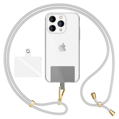 NALIA Universal Handykette für alle Smartphones – Robuste Kordel & 2 Patches – HOLDME AIR (Klassisches Lanyard mit Goldenem Karabiner) – Marke aus Berlin