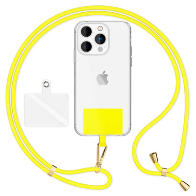 NALIA Universal Handykette für alle Smartphones – Robuste Kordel & 2 Patches – HOLDME AIR (Klassisches Lanyard mit Goldenem Karabiner) – Marke aus Berlin