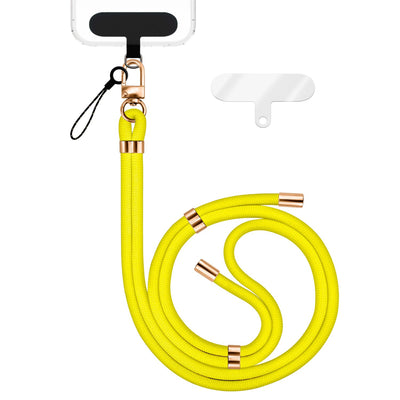 NALIA Universal Handykette für alle Smartphones – Premium Komfort-Nylon & 2 Patches – HOLDME (Geflochtenes Lanyard mit Gold-Karabiner) – Marke aus Berlin Neon Gelb NALIA Universal Handykette