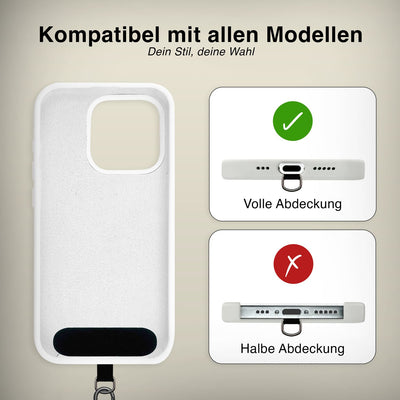 NALIA Universal Handykette für alle Smartphones – Premium Komfort-Nylon & 2 Patches – HOLDME (Geflochtenes Lanyard mit Gold-Karabiner) – Marke aus Berlin Hellgrau NALIA Universal Handykette