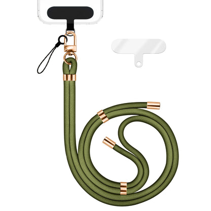 NALIA HoldMe Universal Handykette für Smartphone & Handyhüllen, Nylon-Seil Verstellbar & Abnehmbar, Umhänge-Band, Handyband, Lanyard mit Karabiner & 2 Patches Oliv Grün NALIA Universal Handykette
