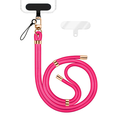 NALIA Universal Handykette für alle Smartphones – Premium Komfort-Nylon & 2 Patches – HOLDME (Geflochtenes Lanyard mit Gold-Karabiner) – Marke aus Berlin Neon Pink NALIA Universal Handykette