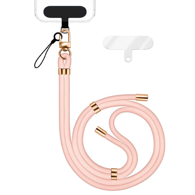 NALIA Universal Handykette für alle Smartphones – Premium Komfort-Nylon & 2 Patches – HOLDME (Geflochtenes Lanyard mit Gold-Karabiner) – Marke aus Berlin Rosa NALIA Universal Handykette