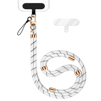 NALIA HoldMe Universal Handykette für Smartphone & Handyhüllen, Nylon-Seil Verstellbar & Abnehmbar, Umhänge-Band, Handyband, Lanyard mit Karabiner & 2 Patches Weiß NALIA Universal Handykette